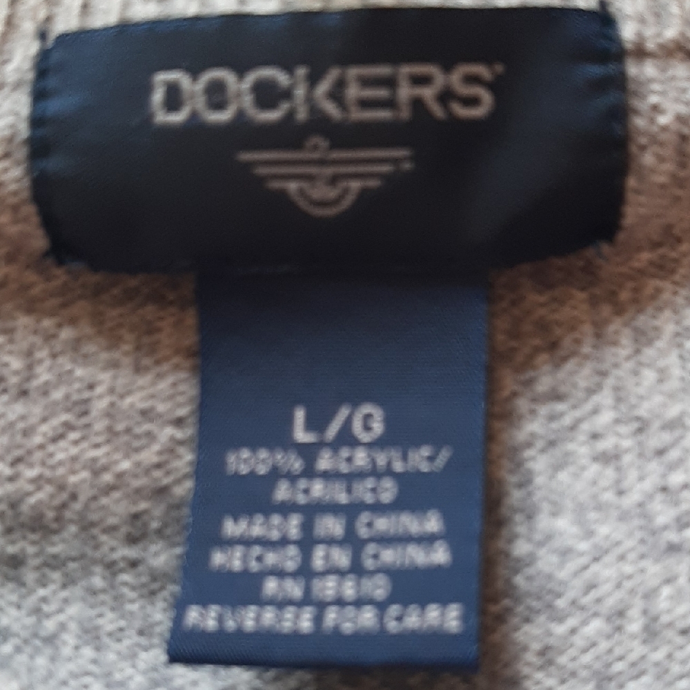Dockers Men's Size L Light Gray and Blue Argyle Crewneck Sweater - Picture 2 of 10